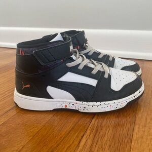 Puma Kids Black and White High-Top Sneakers